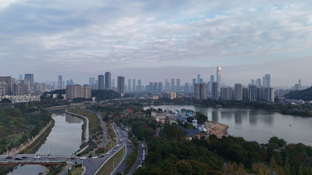 城市天际线俯瞰景观