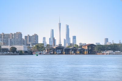 上海滨江大道黄昏城市天际线