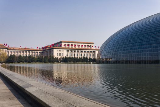 国家大剧院湖景全景