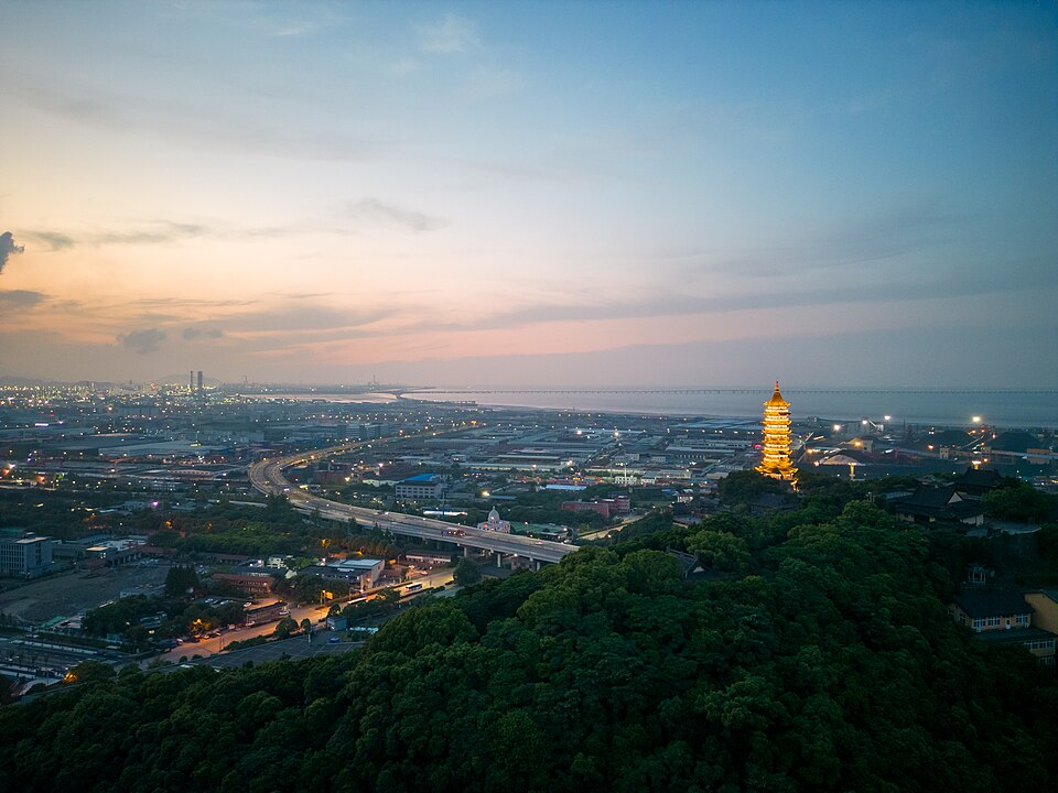 招宝山日落全景