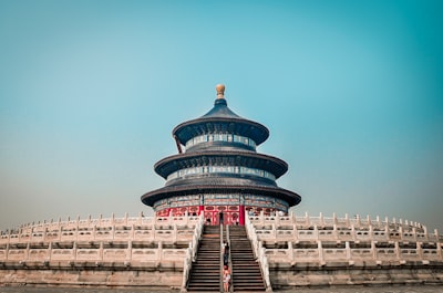 辽阳观音阁蓝白建筑实景