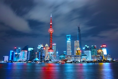 上海滨江大道夜景陆家嘴灯火辉煌