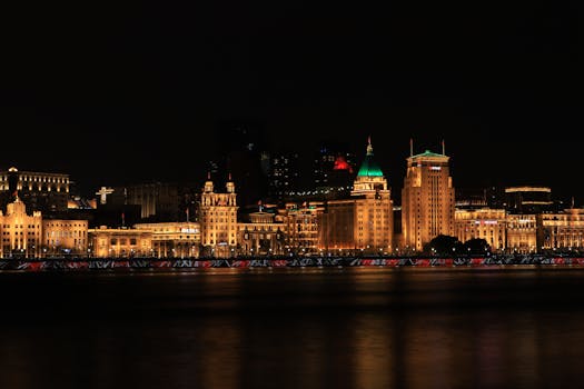 上海外滩源夜景倒影