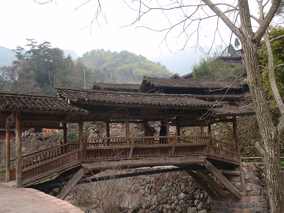 林坑古村古廊桥实景
