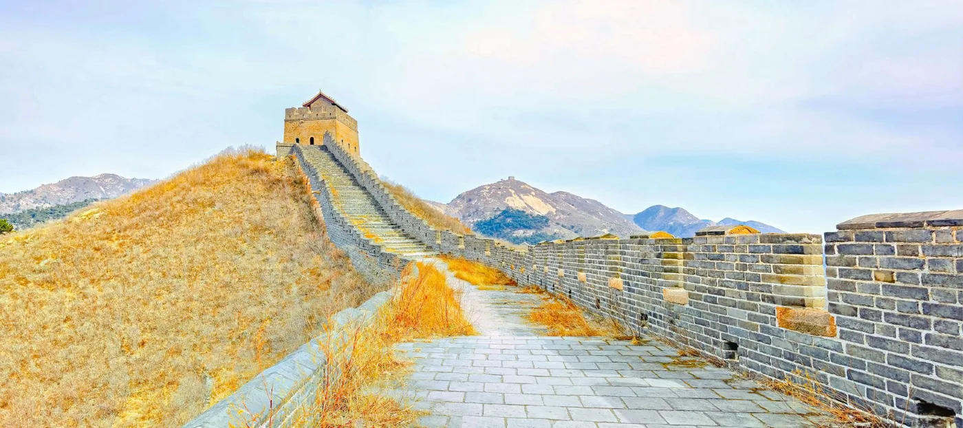 九门口水上长城实景图片