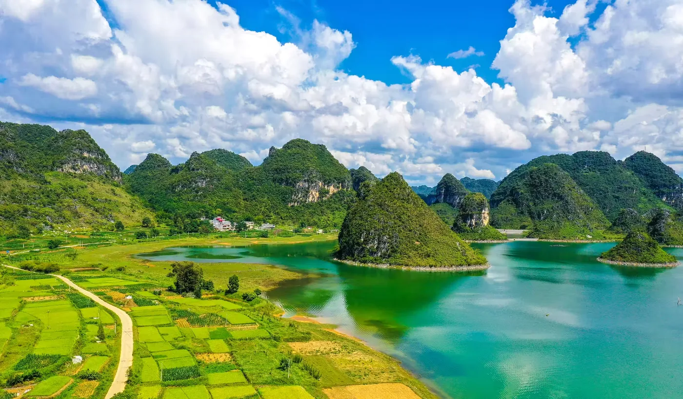 渠洋湖实景图片