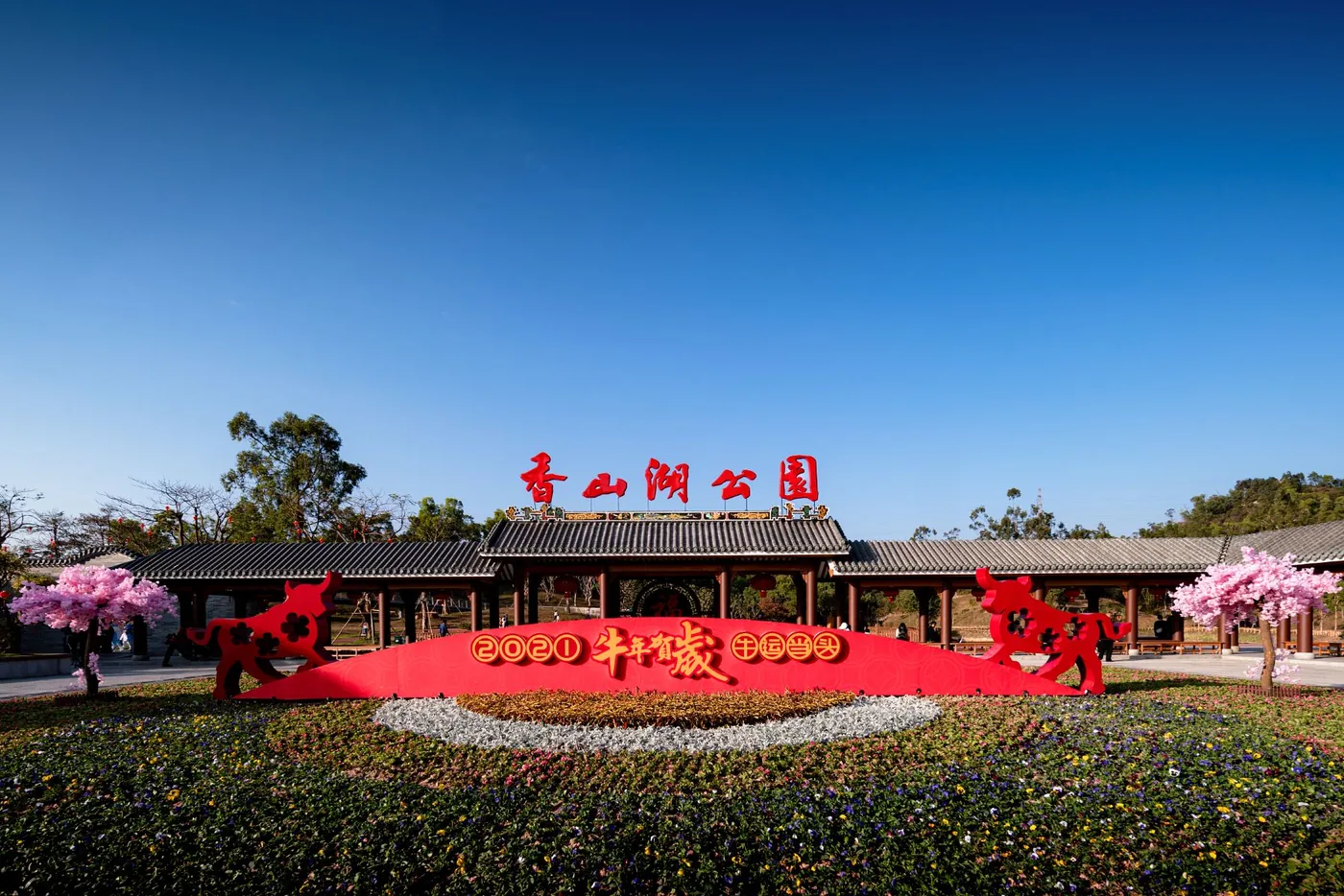 香山湖公园实景图片
