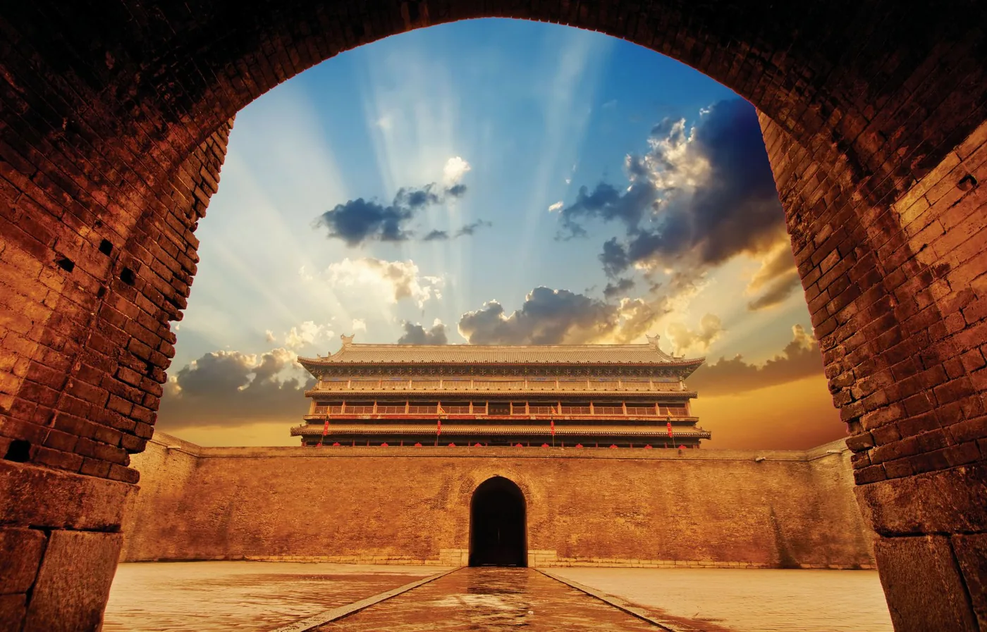 西安城墙风景图片
