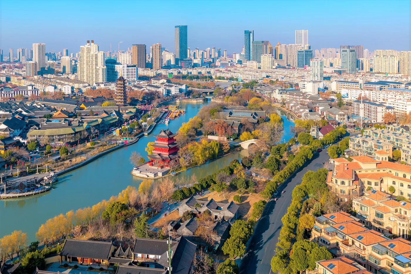 里运河文化长廊夜景实景图片