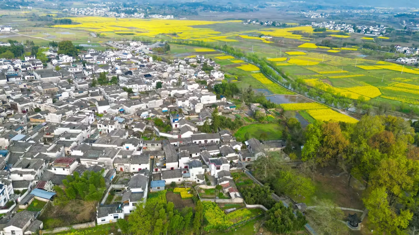 西递古村落全景实景图片