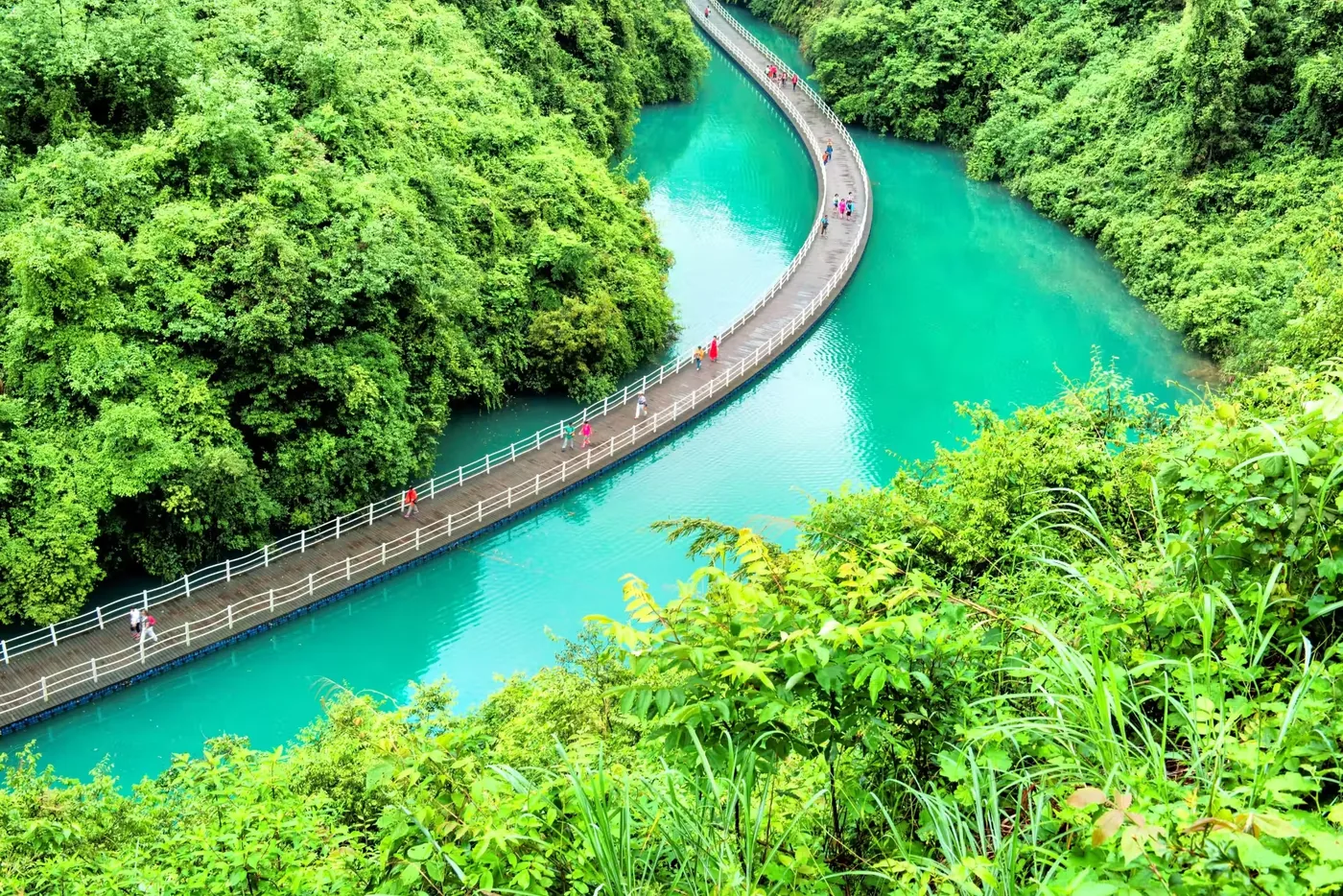 狮子关水上浮桥实景图片